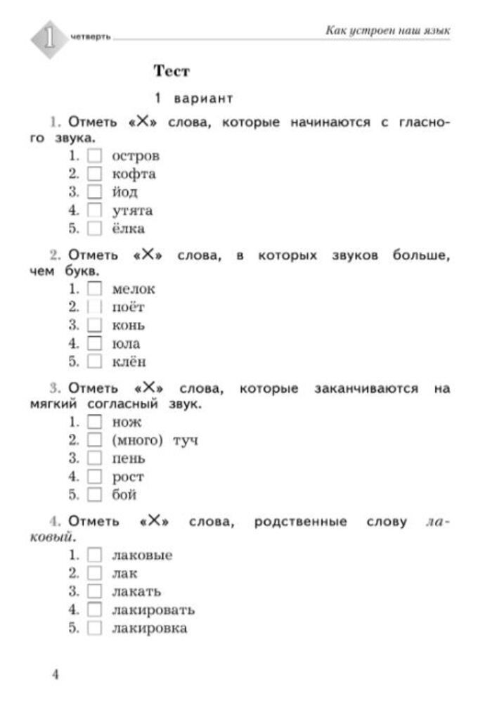 Тетрадь для контрольных работ Русский язык 4 класс 2024